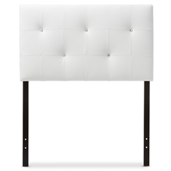 Baxton Studio Kirchem Modern and Contemporary White Faux Leather Upholstered Twin Size Headboard